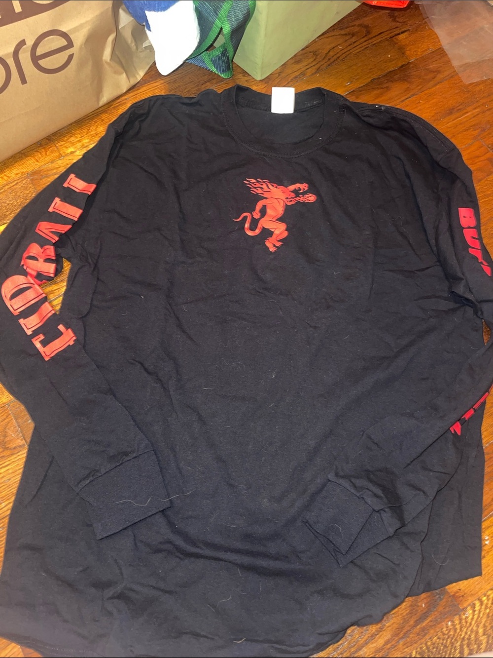 Fireball Cinnamon Whiskey Men's Black Long-Sleeve Graphic Shirt